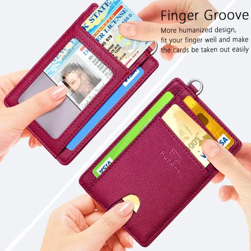 Miniatura 3 de FurArt - Cartera minimalista delgada con bolsillo frontal, bloqueo de identificación de radiofrecuencia (RFID), tarjetero, para hombres y mujeres
