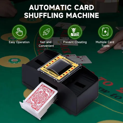 Miniatura 4 de Unniweei Barajador Automático de Cartas 1-2 Barajas, Barajador Eléctrico Operado por Pilas, Juego de Cartas de Casino para Póker, Juego de Cartas