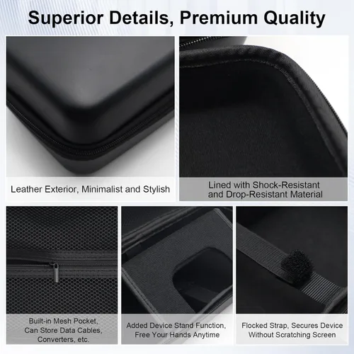 Miniatura 3 de Pidynx Full Protection Kit Compatible with MSI Claw8 - Storage Bag + Protective Case + 8" Tempered Glass Protector for Claw 8 Handheld EVA Leather