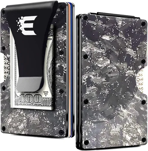 Miniatura 3 de E Exenact Cartera delgada minimalista para hombre + funda CC con clip para dinero + cartera delgada con bloqueo RFID + tarjetero para tarjetas