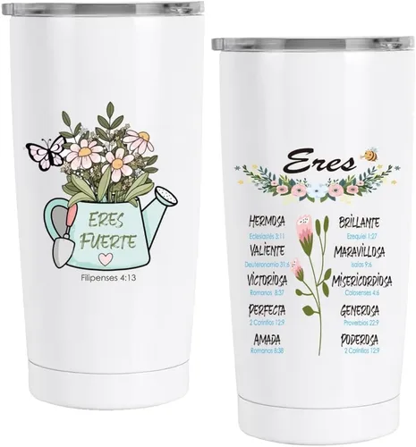 1step2dream Regalos cristianos españoles para mujeres, vaso religioso inspirador, cuidado personal, regalos de agradecimiento para mamá, novia,