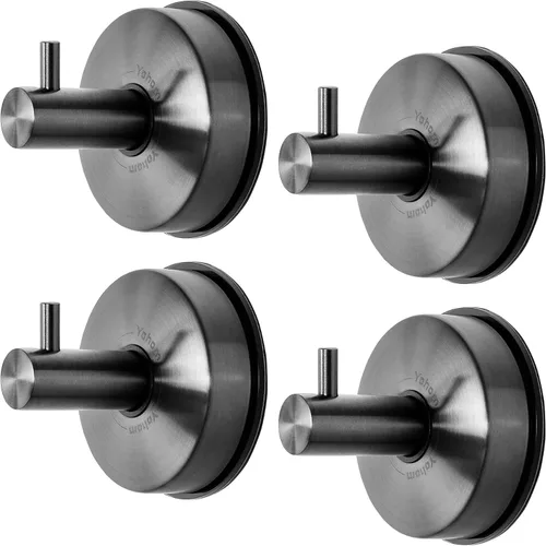 Miniatura 10 de YOHOM Ganchos de ventosa para ducha, toallero dorado de acero inoxidable al vacío para baño, gancho de ducha con succión, toallero de cocina, 4
