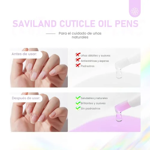 Miniatura 3 de SAVILAND Pluma de aceite natural para cutículas: 6 piezas de aceite revitalizante para uñas con vitamina E, repara cutículas durante la noche