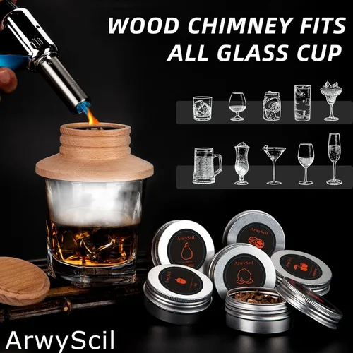 Miniatura 3 de Kit de Ahumador de Cócteles con Antorcha, Kit Infusor a la Antigua para Fiesta, 6 Sabores para Cóctel, Whiskey, Bourbon para Amantes del Ahumador