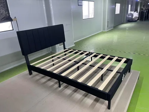Miniatura 3 de IYEE NATURE Marco de cama tamaño King con cabecero, plataforma resistente con soporte de listones de madera, sin somier, base de colchón, fácil