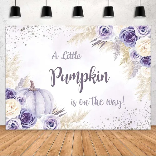 Miniatura 8 de MEHOFOND Fondo bohemio de calabaza para baby shower, decoración de fiesta de otoño de 7 x 5 pies, pancarta de Acción de Gracias, fotografía de Azul