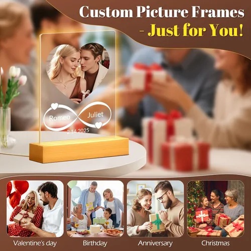 Miniatura 9 de Marco de fotos personalizado con luz nocturna, marcos de fotos personalizados con foto, marco de fotos personalizado, regalos de cumpleaños
