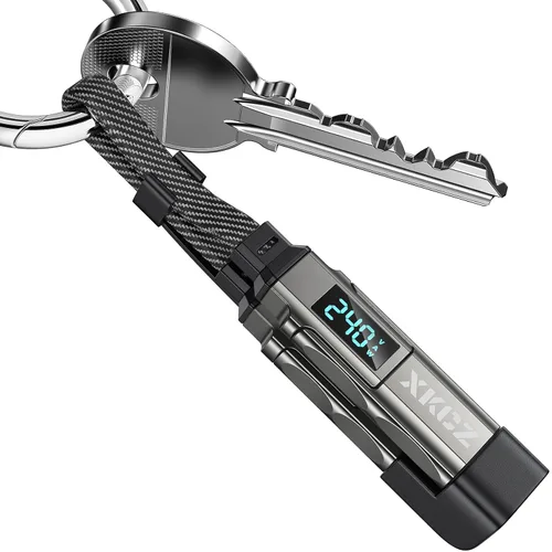 Miniatura 8 de XKCZ Cable USB C 4 en 1 con pantalla de potencia, cable de carga múltiple trenzado de nailon plano de 140 W con sincronización de datos, cable
