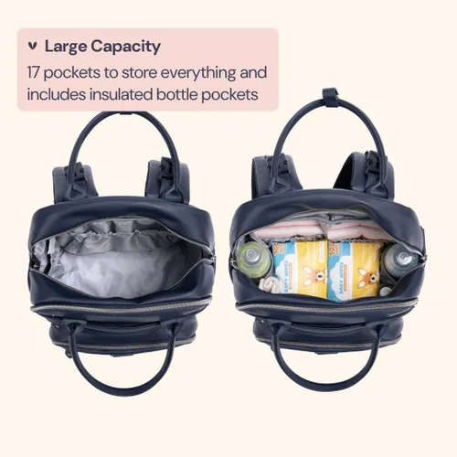 Miniatura 27 de BabbleRoo - Mochila para pañales - Bolso de viaje con artículos esenciales para bebés - Mochila multifunción resistente al agua, bolso de viaje