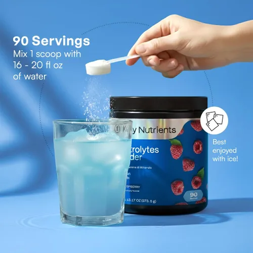 Miniatura 5 de KEY NUTRIENTS Electrolitos multivitamínicos en polvo sin azúcar - Polvo de electrolito de frambuesa azul dulce - Suplemento de resistencia y energía