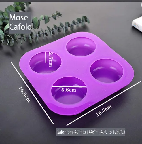Miniatura 4 de Mose Cafolo 2 moldes de silicona brillante de 4 cavidades de forma redonda para suministros de fabricación de jabón, bombas de baño, barra de loción