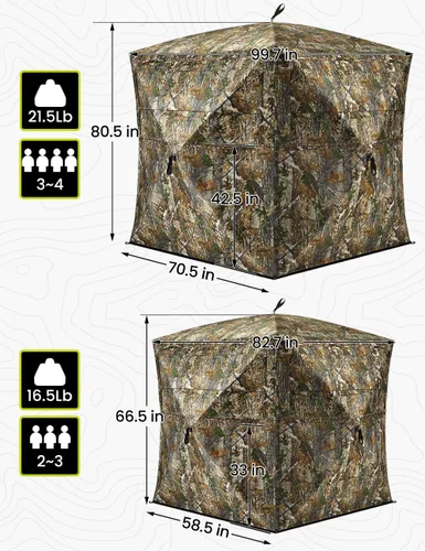 Miniatura 5 de TIDEWE Hunting Blind 270°See Through with Carrying Bag for Turkey Hunting, Pop Up Ground Blinds, Portable Resilient Hunting Tent