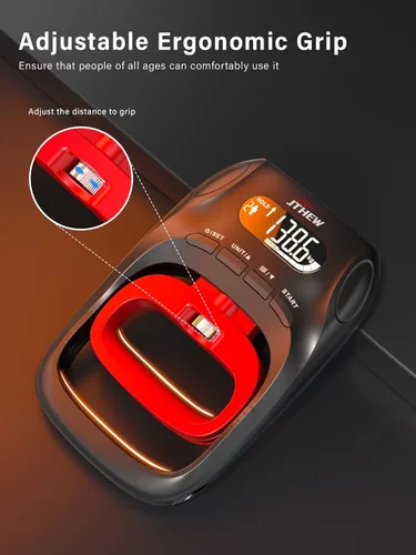 Miniatura 5 de Probador y entrenador de fuerza de agarre - Dinamometro electrónico de mano de 400lbs/180kg y fortalecedor de agarre con resistencia ajustable