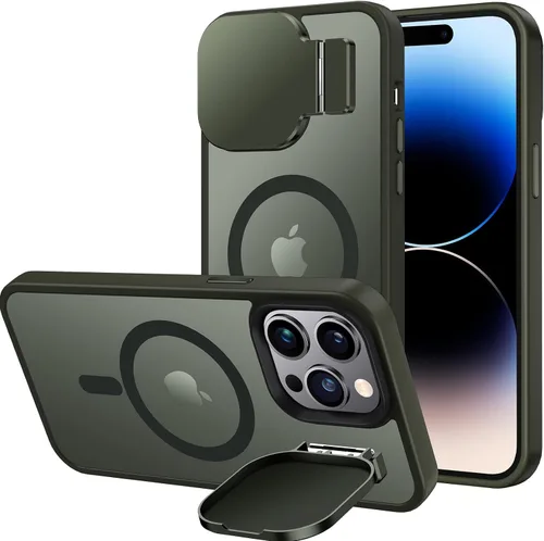 Miniatura 22 de Silverback Funda para iPhone 14 Pro Max con funda para cámara, compatible con MagSafe, con soporte integrado, funda magnética translúcida mate a
