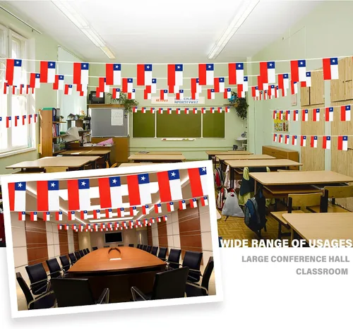Miniatura 2 de Bandera de Banderines en Cordel de Chile, Pequeñas Mini Banderas Chilenas Guirnalda de Banderines, Decoración Nacional del País para Escuela