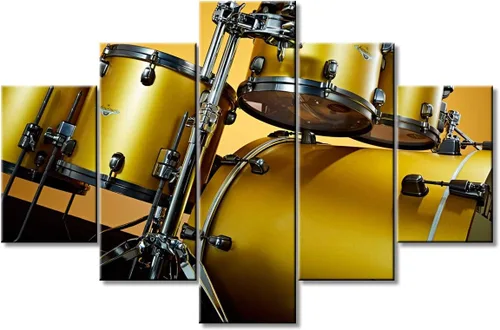 Miniatura 47 de Arte de pared en blanco y negro, kit de batería de jazz morado sobre fondo negro, pinturas de 5 paneles, lienzo, arte de pared para decoración