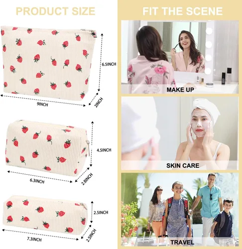 Miniatura 6 de EIMMBD Juego de 6 bolsas de maquillaje de gran capacidad, bolsa de cosméticos de viaje, bolsa de aseo organizadora, bonita bolsa de maquillaje