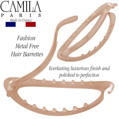 Miniatura 4 de Camila Paris CP2320 - Pinza de pasador de pelo francés, soporte flexible para cola de caballo sin piezas metálicas, pinzas de agarre fuerte
