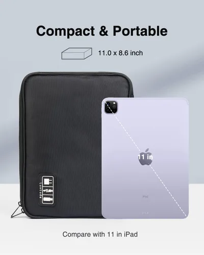 Miniatura 3 de Luxtude Estuche organizador de artículos electrónicos, bolsa organizadora de cables, organizador de cables portátil, estuche de viaje para Rojo
