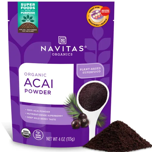 Navitas Organics Acai en polvo – para cuencos de batidos, avena, salsas, salsas y más – antioxidantes, Omega 3 6 9, fibra – USDA orgánico, sin OMG,