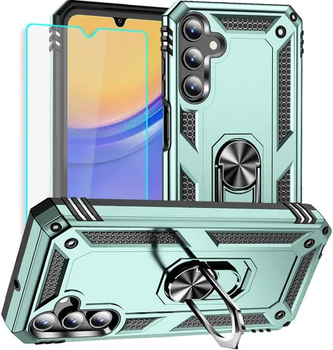 Miniatura 13 de Yiakeng Funda para teléfono Galaxy A12, Samsung A12 con protector de pantalla HD, fundas protectoras de grado militar con anillo para Samsung Galaxy
