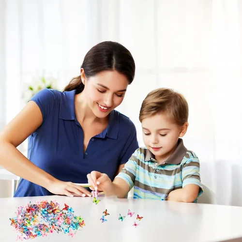 Miniatura 4 de 220 piezas de mini mariposas de resina en 22 estilos, mariposas pequeñas en miniatura para ocultar figuras de animales de resina diminutas, adornos
