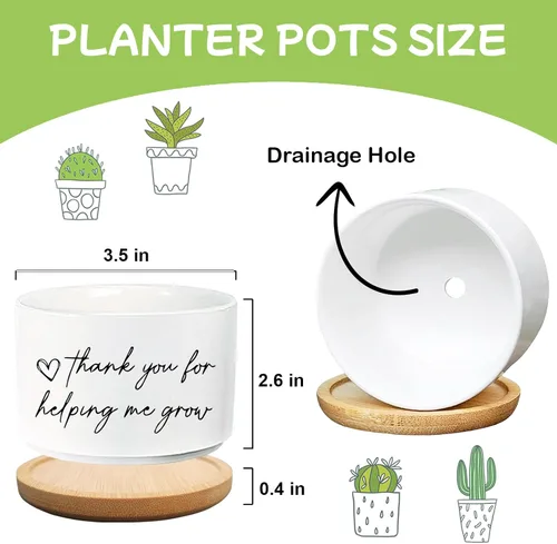 Miniatura 2 de Gracias por Ayudarme a Crecer Macetas Graciosas de Plantas Gracias Maceta Sin Planta, Maceta Pequeña de Suculentas para Plantas