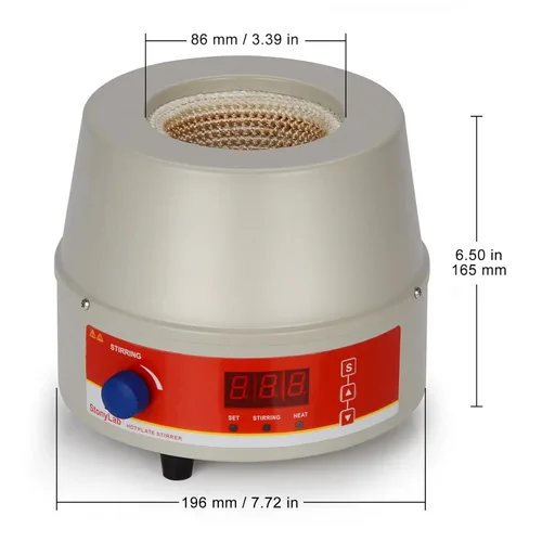 Miniatura 3 de stonylab Manto de calentamiento eléctrico con agitación, calentamiento ajustable y revolviendo Electromantles Manto de calefacción electrotérmica
