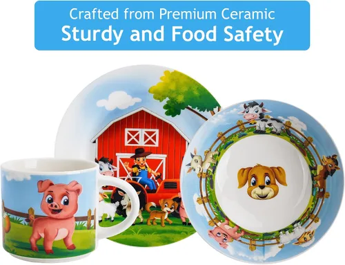 Miniatura 6 de MIAMIO – Juego de 3 vajilla para niños/Platos de porcelana para niños, juego de platos para niños, juego de vajilla para niños – Incluye plato