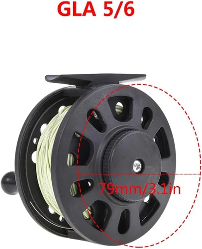 Miniatura 3 de Carrete de pesca con mosca, GLA 5/6WT carrete de pesca de plástico ABS con línea de pesca de nailon para agua dulce y salada, regalo de pescadores