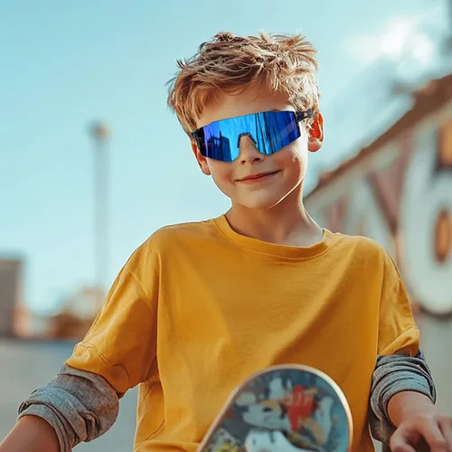 Miniatura 19 de Paquete de 2 lentes de sol de béisbol para niños y jóvenes, gafas de sol deportivas para niños y niñas, gafas de golf para ciclismo, correr, golf