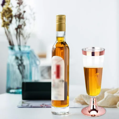 Miniatura 6 de BUCALA - Juego de 100 copas de champán de plástico de 5 onzas con borde de oro rosa, vasos desechables de alta calidad, ideales para el día