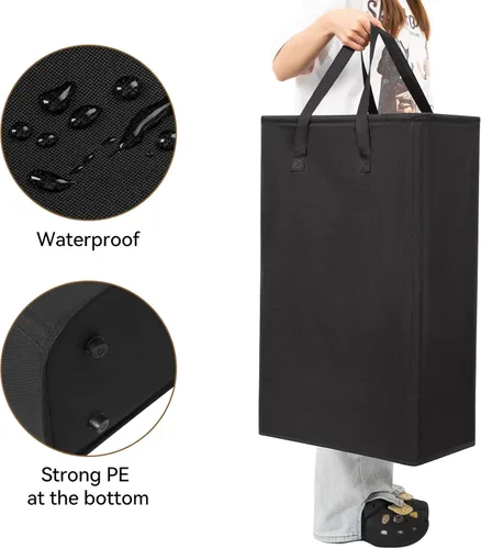 Miniatura 5 de Chrislley Cesta de Ropa Sucia Delgada de 25 Pulgadas 60L Cesta de Lavandería Estrecha con Asa Cesta Plegable para Ropa Sucia Portátil Organizador