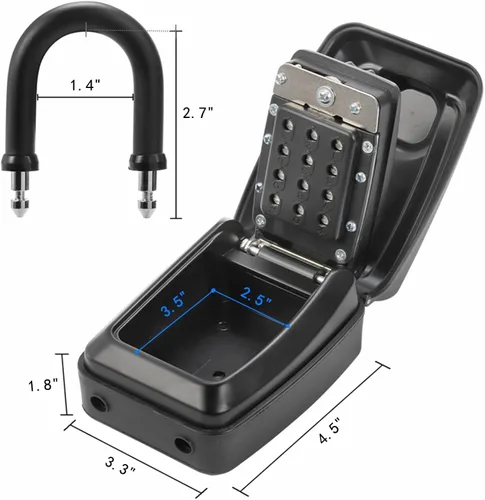 Miniatura 2 de Cididu Caja de bloqueo de llave para exterior, caja de seguridad impermeable con combinación de botón de 12 dígitos y grillete extraíble, llaves
