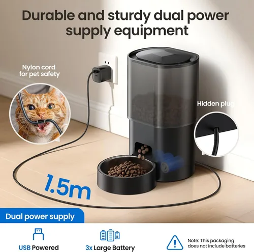 Miniatura 5 de Alimentador automático para gatos y fuente de agua 5G WiFi dispensadores de comida para gatos, control remoto por aplicación, alimentación