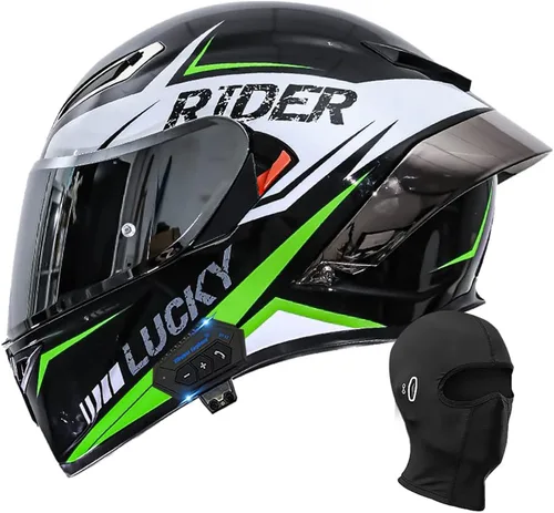 Miniatura 17 de Casco de motocicleta Bluetooth de cara completa, aprobado por DOT, casco antivaho, doble visera, casco de bicicleta de calle, altavoz dual integrado
