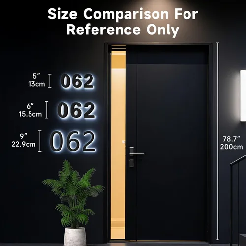 Miniatura 5 de Números de casa retroiluminados de 5 pulgadas para exteriores, acero inoxidable, número de dirección de casa iluminado con LED, letreros