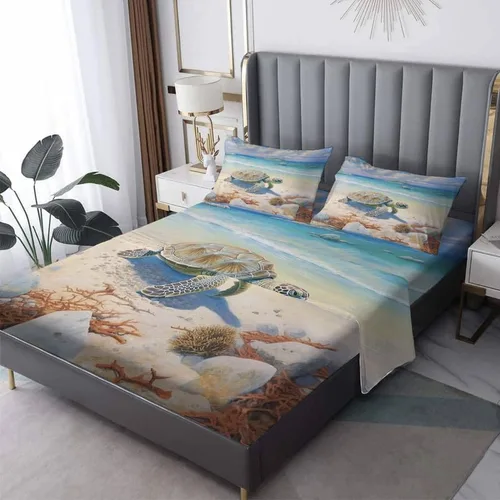 Miniatura 8 de Juego de sábanas de tiburón tamaño King, sábanas de microfibra suave y bolsillo profundo, sábanas y fundas de almohada estampadas sin arrugas, 4