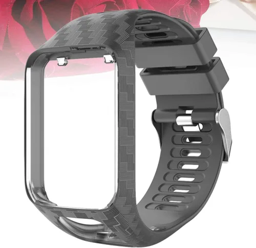 Miniatura 6 de Hemobllo - Correa de reloj inteligente con marco de silicona ajustable para reloj Tomtom 2/3, color gris