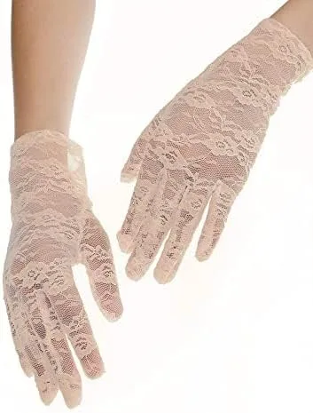 Miniatura 7 de SATINIOR Guantes de encaje para mujer, para boda, fiesta de té, guantes cortos de encaje de cortesía para cenas, fiestas de cosplay, noche