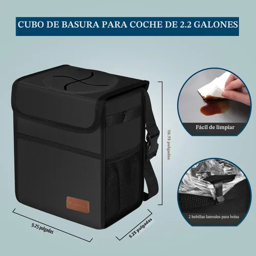 Miniatura 2 de Femuar Cubo de basura para automóvil a prueba de fugas con tapa, impermeable, para SUV, bolsa de basura plegable y portátil, color negro