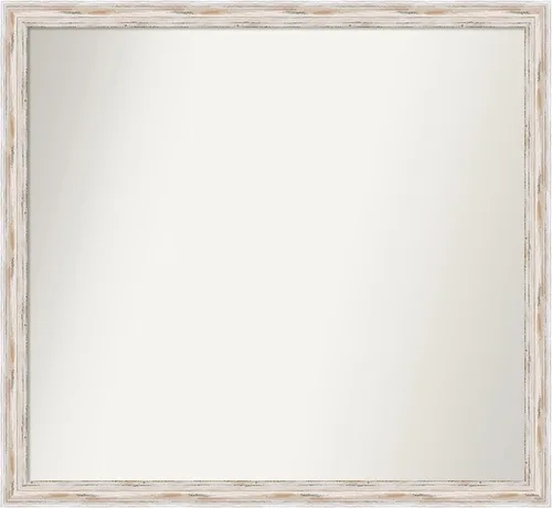 Miniatura 394 de Amanti Art Espejo de baño blanco para sobre el fregadero, 30 x 35 pulgadas, espejo de tocador rectangular estrecho de Eva de oro blanco, marco