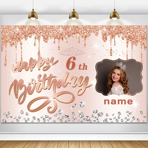 Miniatura 84 de Cartel decorativo personalizable de oro rosa con nombre y foto MGJB-NLK-50