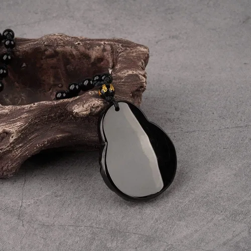 Miniatura 4 de TIKCAUZ Collar de obsidiana negra de cristal natural y piedra curativa con cuerda ajustable, hecho a mano, joyería de piedras preciosas para hombres