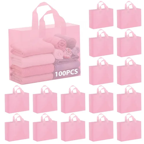 Miniatura 19 de Amylove 80 bolsas de regalo transparentes a granel con asa, bolsa de plástico esmerilado, embalaje reutilizable, envoltura de golosinas
