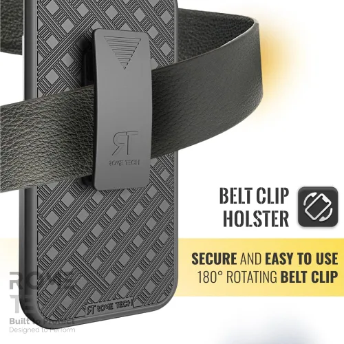Miniatura 2 de Funda diseñada para iPhone 12 Mini con funda de clip para cinturón, funda con función atril, color negro