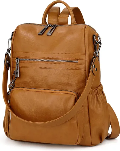 Miniatura 5 de UTO Mochila de cuero vegano para mujer, diseño de moda, convertible con borla, para viajes, con borla