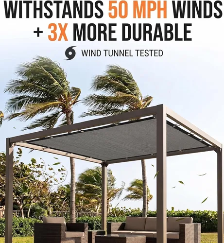 Miniatura 3 de FAIR WIND - Tela de Sombra 90% de Protección Solar, Pantalla de Privacidad, Cobertura para Patio, Toldo con Ojales, Red de Sombra para Jardín, Gris