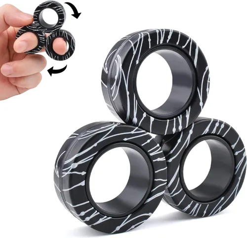 Cevioce Juego de 3 anillos magnéticos para adultos, niños y adolescentes, anillo magnético giratorio para personas con TDAH y ansiedad, juguetes