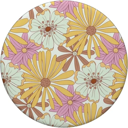 Miniatura 3 de PopSockets PopSockets Swappable PopGrip Vintage Wild Flower Hippie 60s 70s Estética Amarillo Rosa